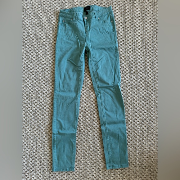 Celebrity Pink Denim - Celebrity Pink Green Teal Skinny Straight Leg Jean Leggings Jeggings Size 3/26